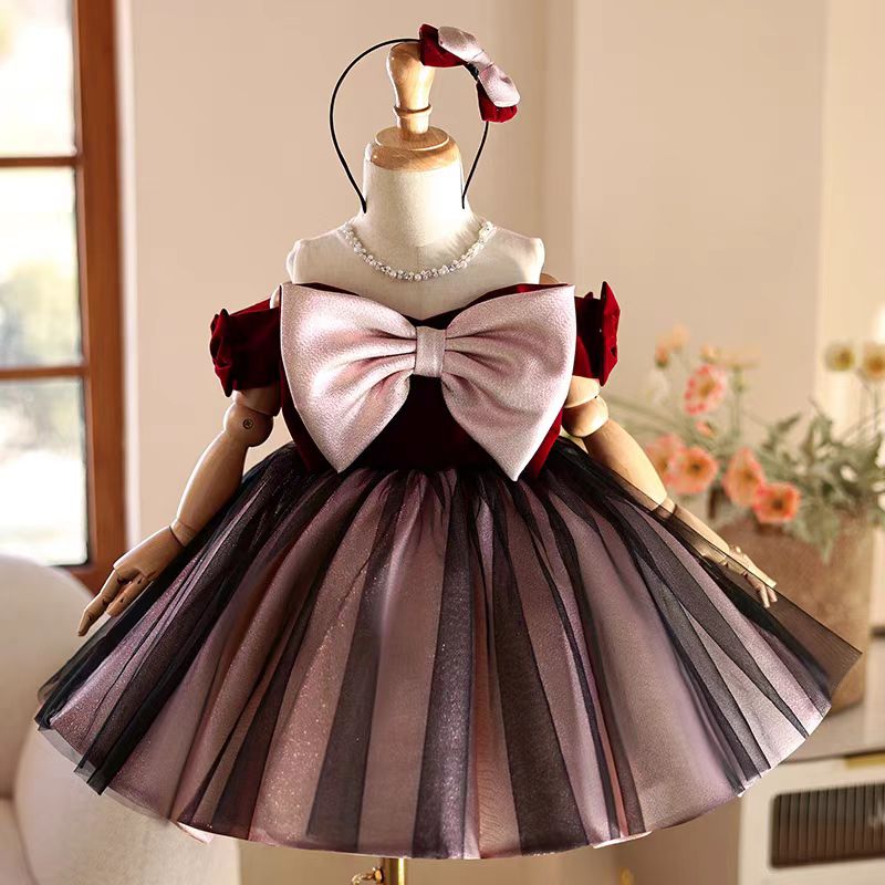 Jill Wish J464 Elegant Burgund - огляд і ціна Toddler Girl Tulle Party Dress