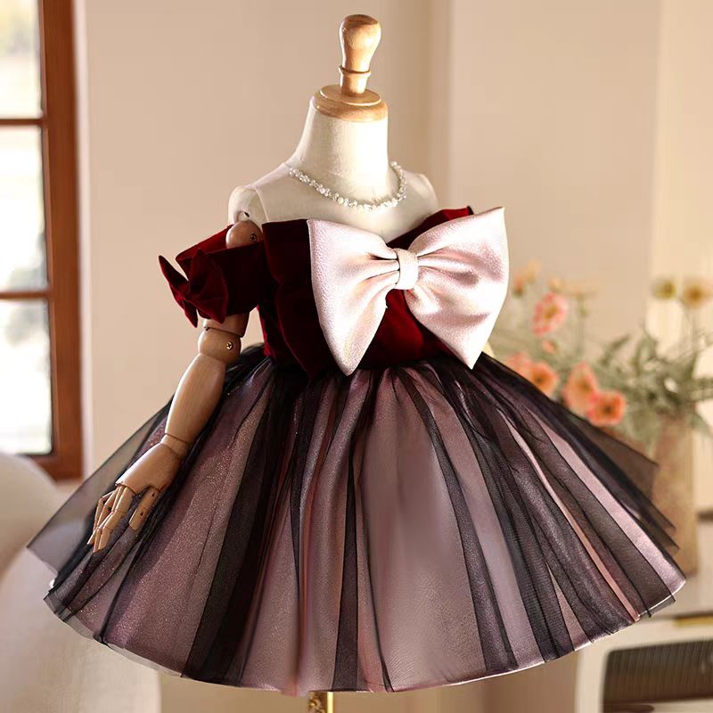 Jill Wish J464 Elegant Burgund - огляд і ціна Toddler Girl Tulle Party Dress