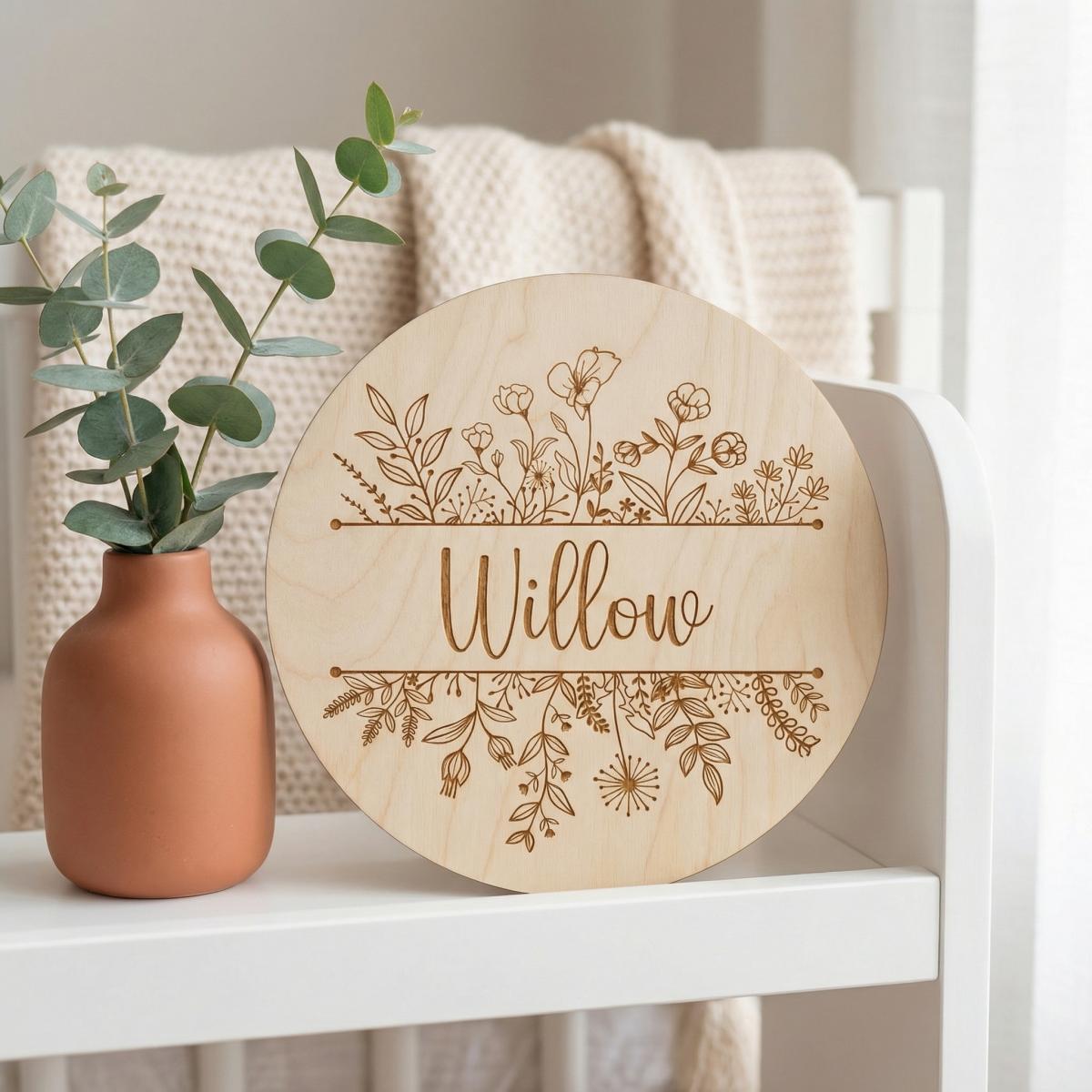 Personalized Floral Round Wood - огляд і ціна Nursery