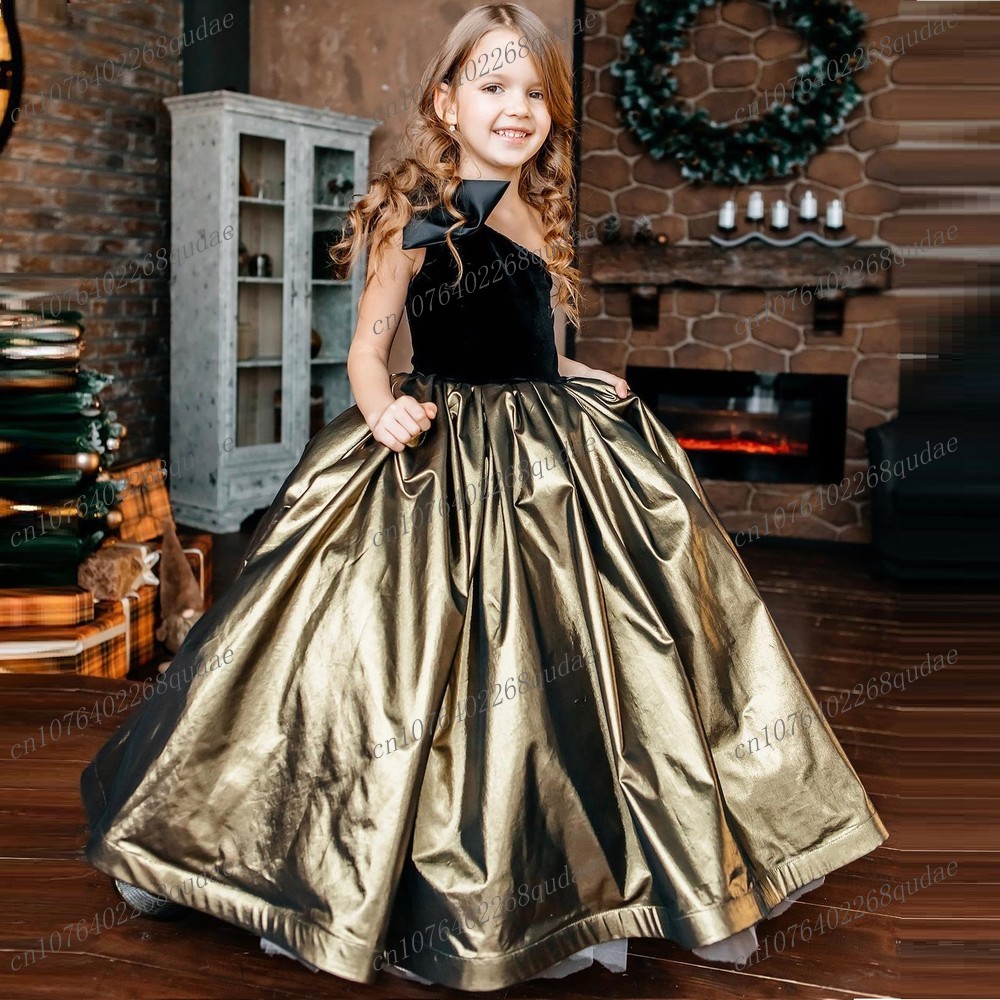 New Black And Gold Satin Flowe - огляд і ціна Toddler Girl Tulle Party Dress