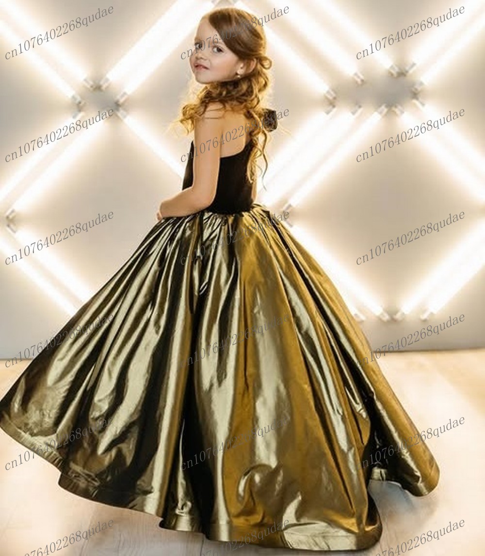 New Black And Gold Satin Flowe - огляд і ціна Toddler Girl Tulle Party Dress